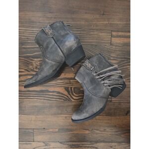 Very Volatile Lookout Fringe Western Distressed Leather Booties Women's 8 Grunge
